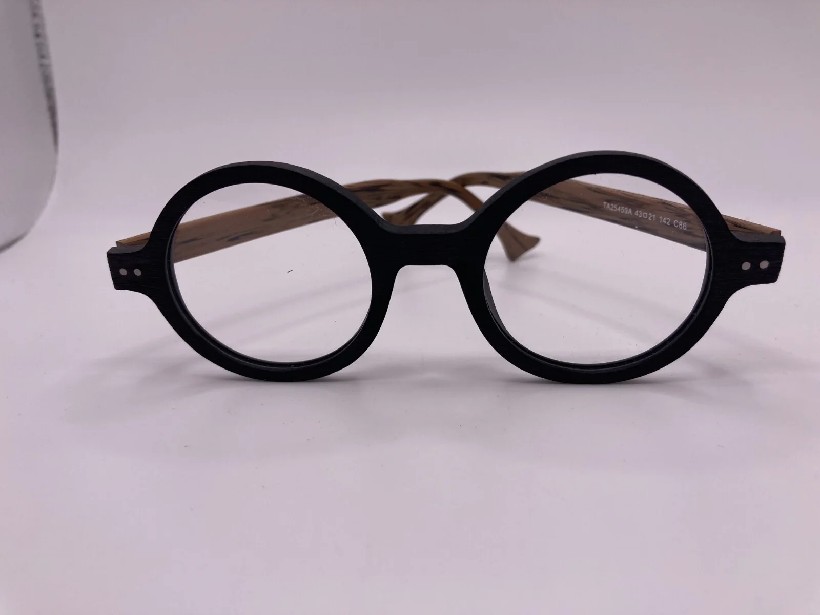 Agstum Full Rim Glasses with Case/ Clear Lens Charcoal Gray Rims Brown Ear Pc 2