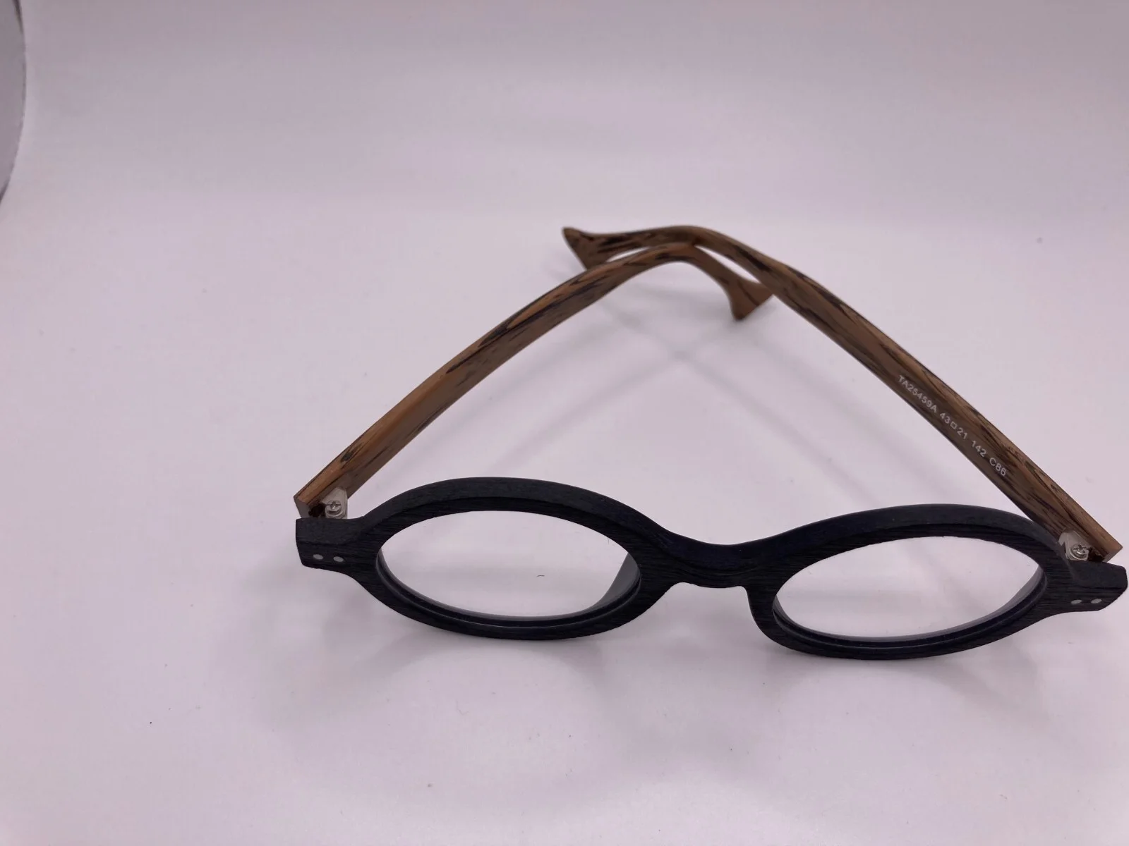 Agstum Full Rim Glasses with Case/ Clear Lens Charcoal Gray Rims Brown Ear Pc 3