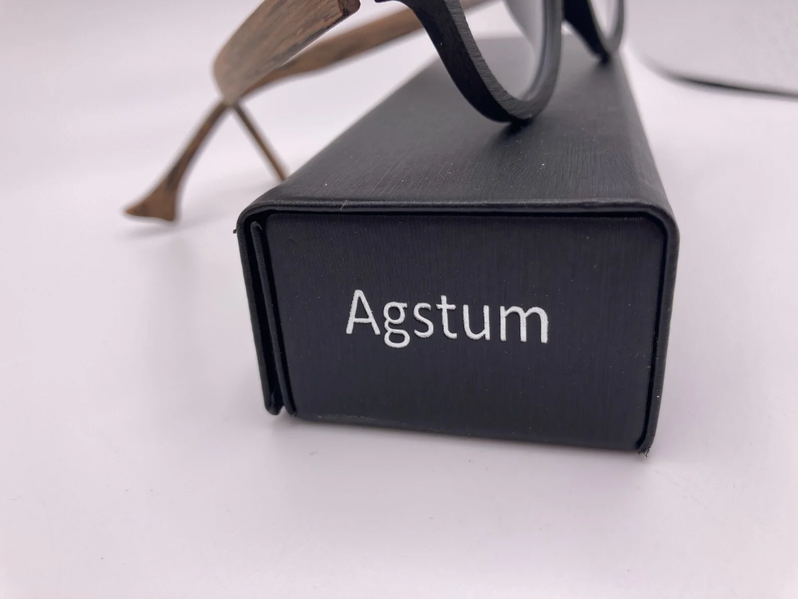 Agstum Full Rim Glasses with Case/ Clear Lens Charcoal Gray Rims Brown Ear Pc 4
