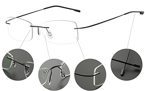 Agstum Mens Womens Titanium Alloy Flexible Rimless Frame Optical Eyeglasses 51mm 2