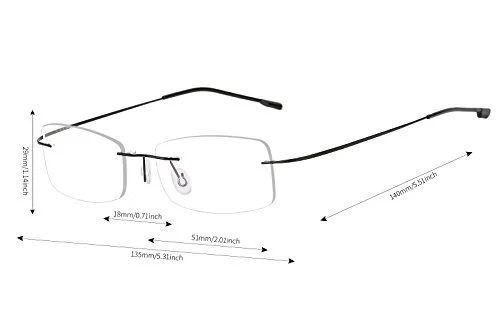 Agstum Mens Womens Titanium Alloy Flexible Rimless Frame Optical Eyeglasses 51mm 4