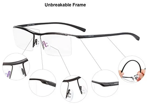 Agstum Pure Titanium Half Rimless Business Glasses Frame Eyeglasses Clear Lens 3