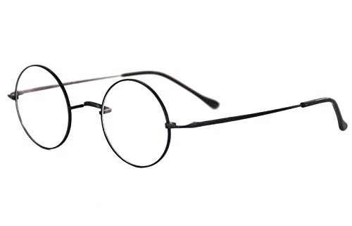 Agstum Pure Titanium Retro Round Eyeglasses Frame without Nose Pads Black, 42mm 2