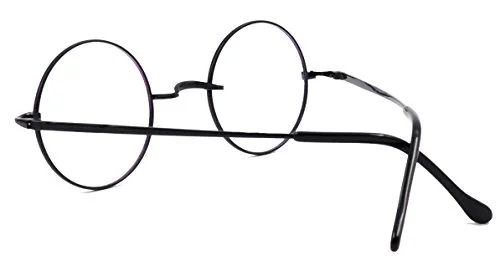 Agstum Pure Titanium Retro Round Eyeglasses Frame without Nose Pads Black, 42mm 4