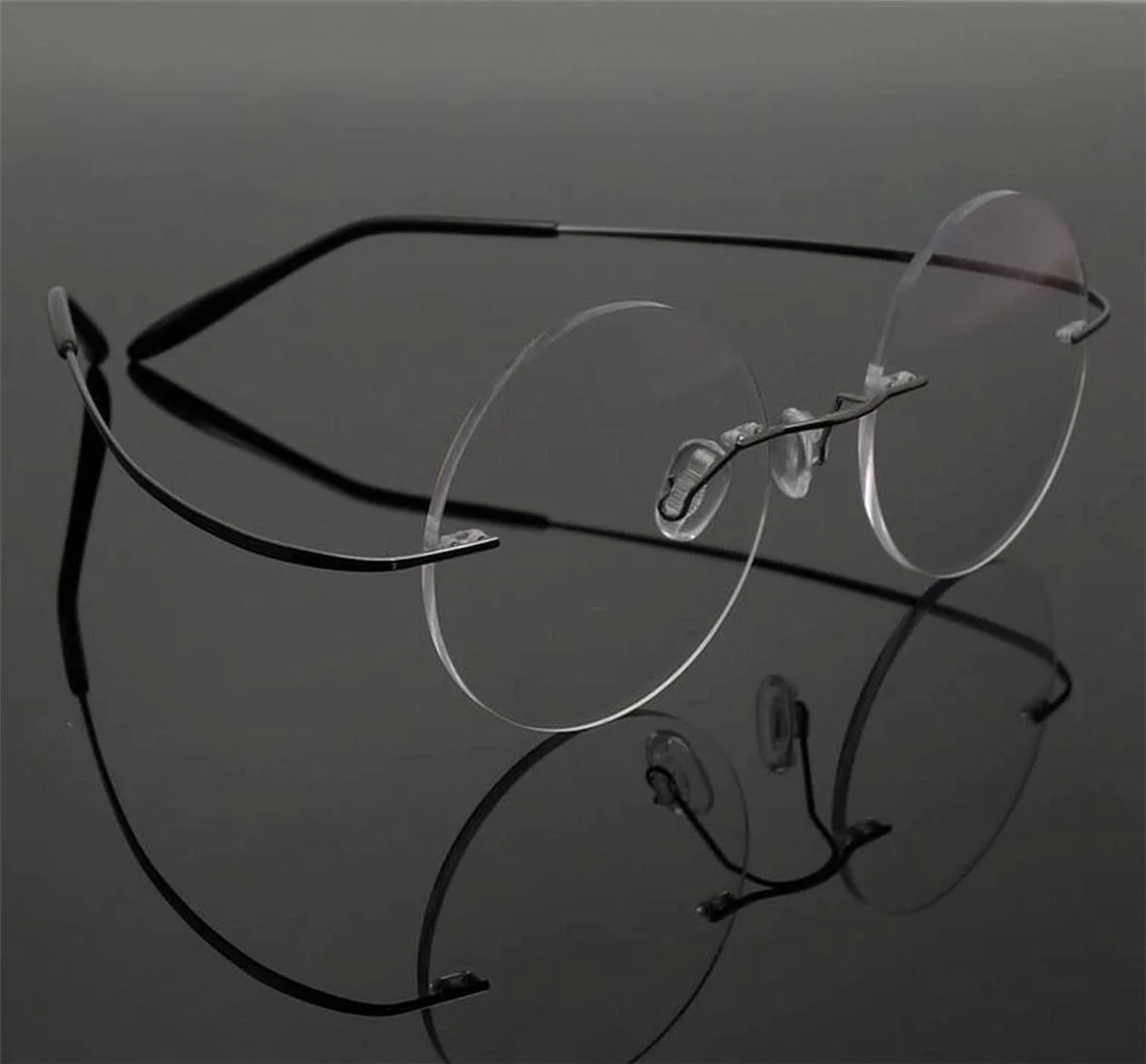 Agstum Pure Titanium Rimless STEVE Round Flexible Optical Eyeglasses Frames Rx