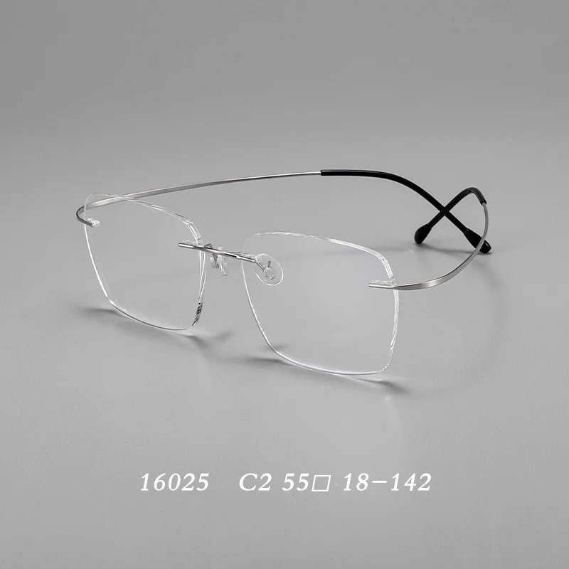 Agstum Pure Titanium Rimless STEVE Round Flexible Optical Eyeglasses Frames Rx 4
