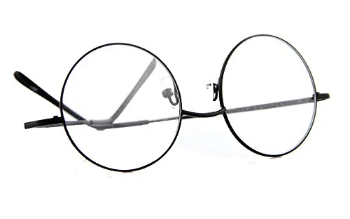 Agstum Retro Round Metal Non-Prescription Eyeglasses Frame with Spring HInge Clear Lens (Black, (Medium size) 46) 2
