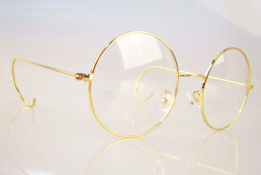 Agstum Retro Round Optical Rare Wire Rim Mens Eyeglass Frame Large size 49mm 2