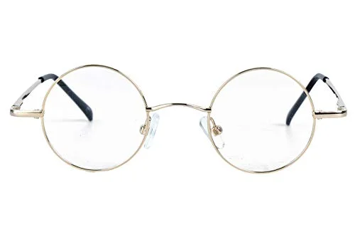 Agstum Small Round Non-Prescription Eyeglasses Frame Clear Lens 38mm (X-small Size) (Black, Non-Prescription Clear Lens)