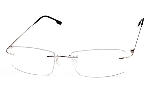 Agstum Titanium Alloy Flexible Rimless Hinged Frame Optical Eyeglasses Frames (Silver, Customized) 3