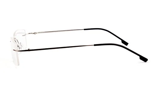 Agstum Titanium Alloy Flexible Rimless Hinged Frame Optical Eyeglasses Frames (Silver, Customized) 4