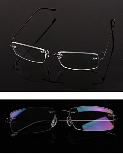 Agstum Titanium Alloy Flexible Rimless Hinged Frame Optical Eyeglasses Frames 4