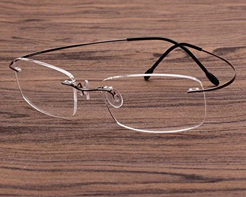 Agstum Titanium Rimless Flexible Frame Hingeless Optical Eyeglasses Clear Lens (Gunmetal, Customized 52mm) 2