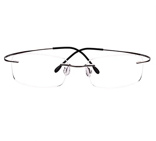 Agstum Titanium Rimless Flexible Frame Hingeless Optical Eyeglasses Clear Lens (Gunmetal, Customized 52mm) 3
