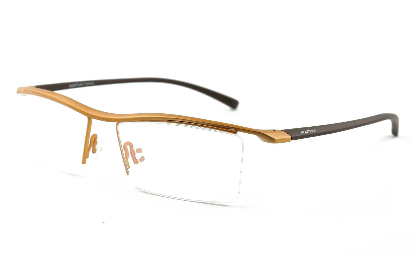 Titanium Nickle Free Half Rimless Glasses Frame Optical Eyeglasses Rx (Gold)